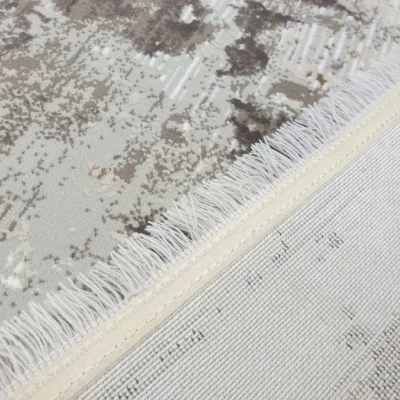 Kulatý koberec 100 cm STEFANO - béžový / zlatý