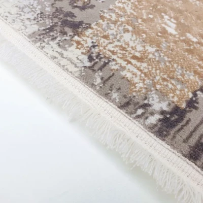 Kulatý koberec 100 cm STEFANO - béžový / zlatý