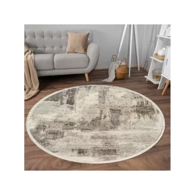 Kulatý koberec 100 cm STEFANO - béžový / zlatý