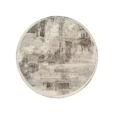 Kulatý koberec 100 cm STEFANO - béžový / zlatý