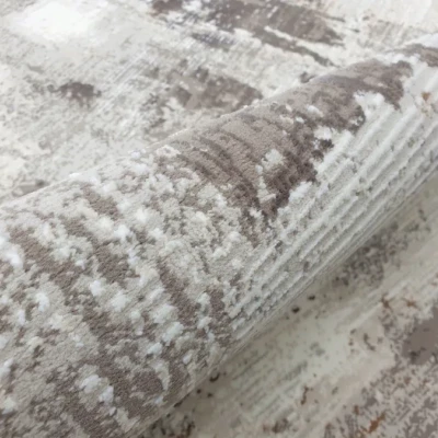 Kulatý koberec 100 cm STEFANO - béžový / zlatý