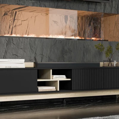 Široký TV stolek ILOFA - dub cremona / černý