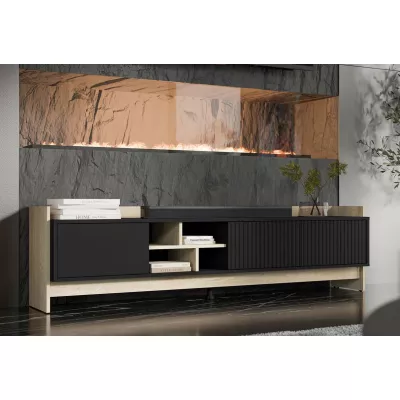 Široký TV stolek ILOFA - dub cremona / černý