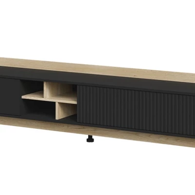 Široký TV stolek ILOFA - dub cremona / černý