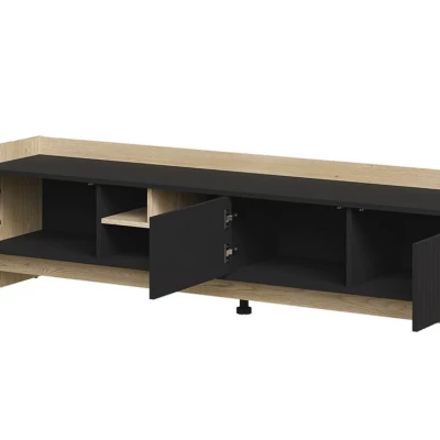 Široký TV stolek ILOFA - dub cremona / černý