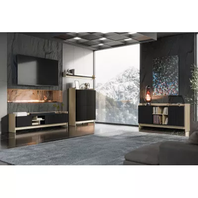 Široký TV stolek ILOFA - dub cremona / černý