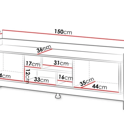 TV stolek ILOFA - dub cremona / černý