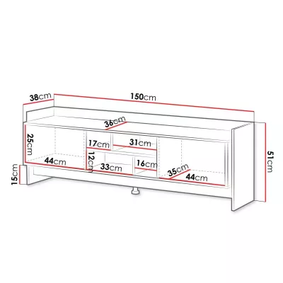 TV stolek ILOFA - dub cremona / černý