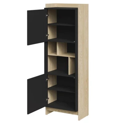 Vysoký regál ILOFA - dub cremona / černý