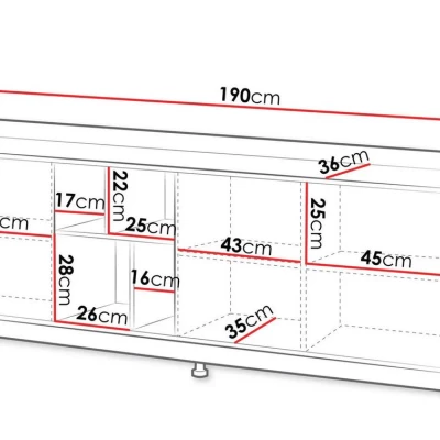 Široká komoda s dvířky ILOFA - dub cremona / černá