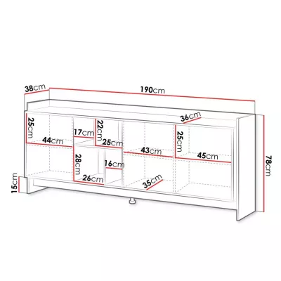 Široká komoda s dvířky ILOFA - dub cremona / černá