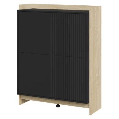 Komoda s dvířky ILOFA - dub cremona / černá