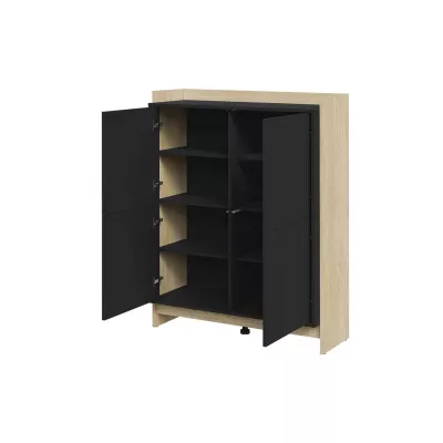 Komoda s dvířky ILOFA - dub cremona / černá