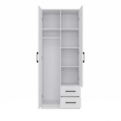 Šatní skříň 80 cm se zrcadlem a šuplíky RAGNAR - bílá