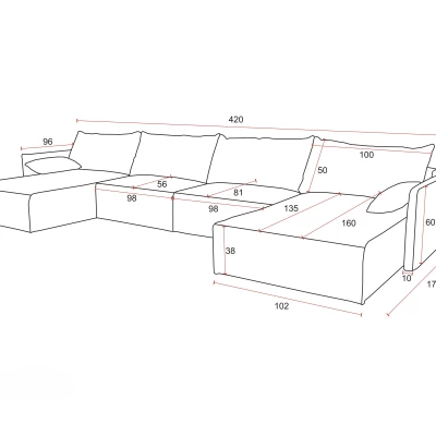 Sedací souprava do U LUIZA 3 - zelená