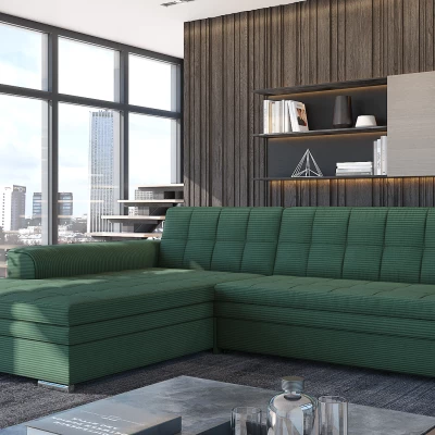 Rozkládací rohová sedací souprava SANGITA 2 - zelená, levý roh