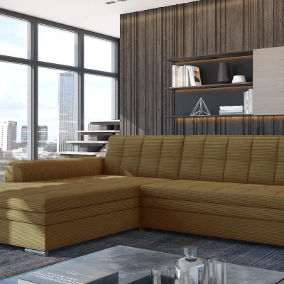 Rozkládací rohová sedací souprava SANGITA 2 - hořčicová, levý roh