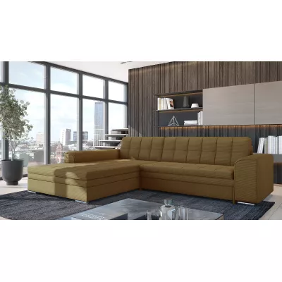 Rozkládací rohová sedací souprava SANGITA 2 - hořčicová, levý roh