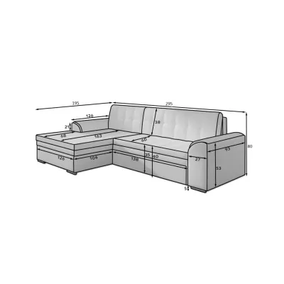 Rozkládací rohová sedací souprava SANGITA 2 - modrá, levý roh