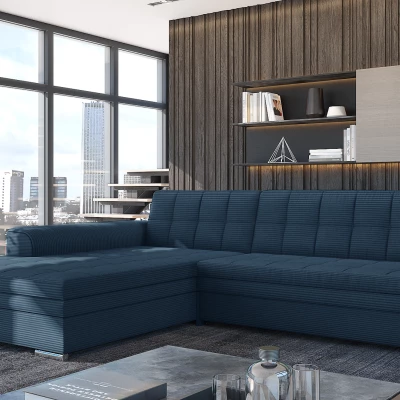 Rozkládací rohová sedací souprava SANGITA 2 - modrá, levý roh