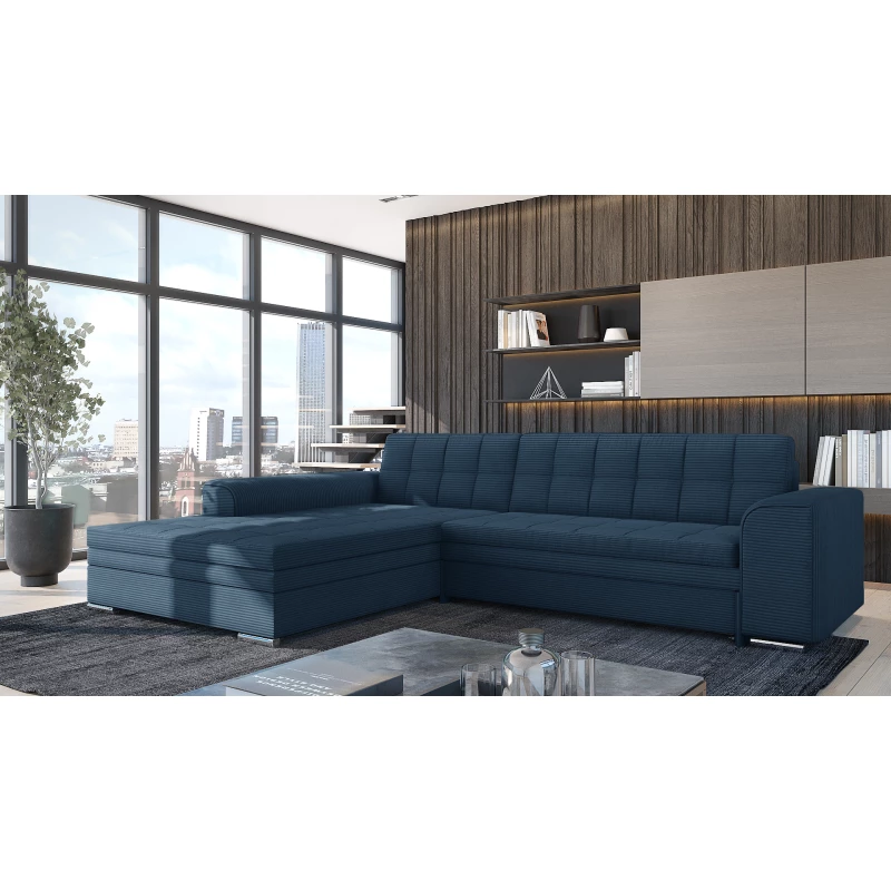 Rozkládací rohová sedací souprava SANGITA 2 - modrá, levý roh