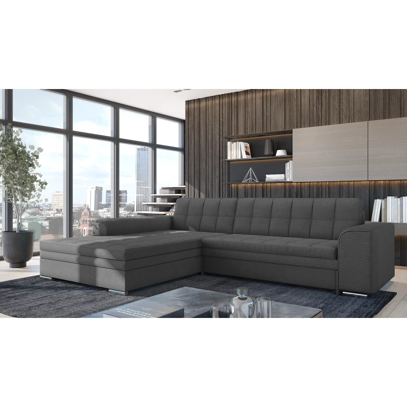 Rozkládací rohová sedací souprava SANGITA 2 - šedá, levý roh