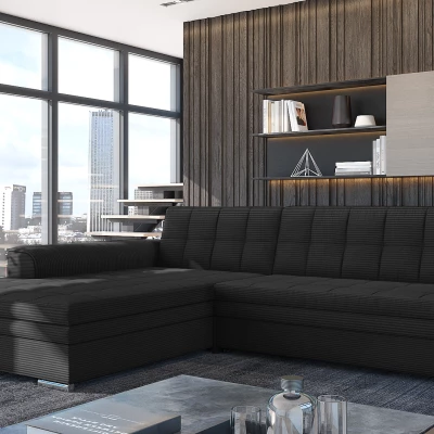 Rozkládací rohová sedací souprava SANGITA 2 - černá, levý roh