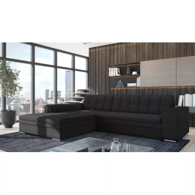 Rozkládací rohová sedací souprava SANGITA 2 - černá, levý roh