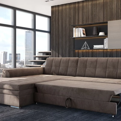 Rozkládací rohová sedací souprava SANGITA 2 - černá, levý roh