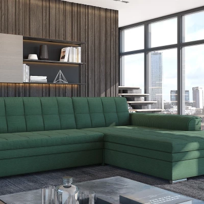 Rozkládací rohová sedací souprava SANGITA 2 - zelená, pravý roh