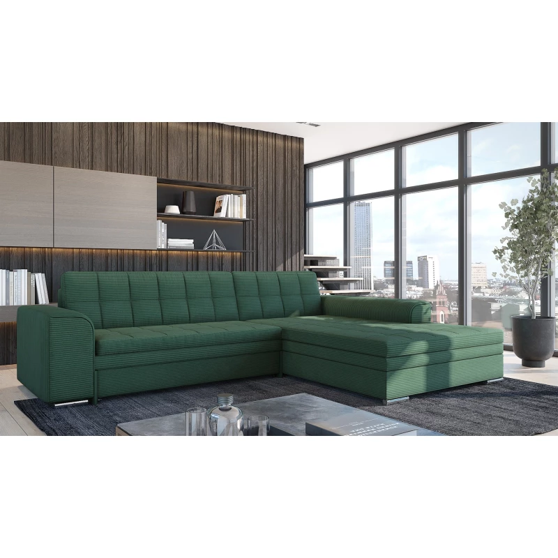 Rozkládací rohová sedací souprava SANGITA 2 - zelená, pravý roh
