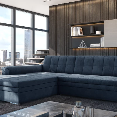 Rozkládací sedací souprava SANGITA 3 - tmavě modrá, levý roh