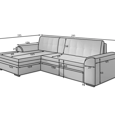 Rozkládací sedací souprava SANGITA 3 - žlutá, levý roh