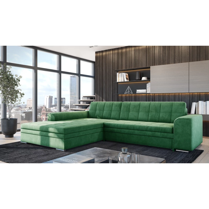 Rozkládací sedací souprava SANGITA 3 - zelená, levý roh