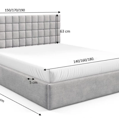 Manželská postel 140x200 TAISA 3 - bordová