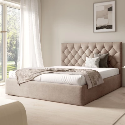 Manželská postel s roštem 160x200 TAISA 4 - béžová