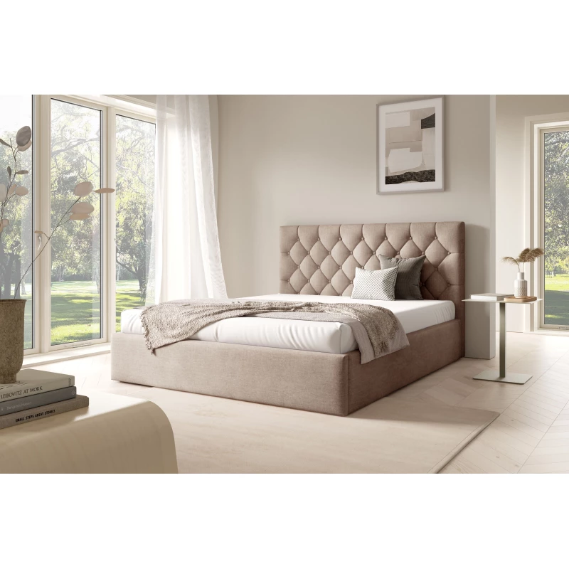 Manželská postel s roštem 160x200 TAISA 4 - béžová