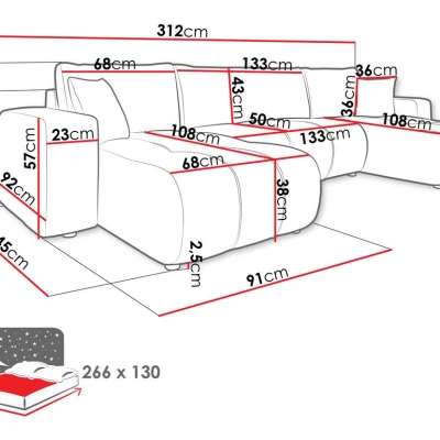 Rozkládací sedačka do U ANFIR - světlá šedá