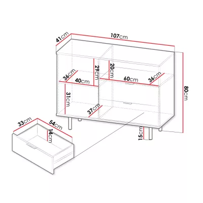 Kombinovaná komoda STELLA - černá