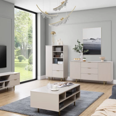 Široká komoda STELLA - kašmír / zlatá