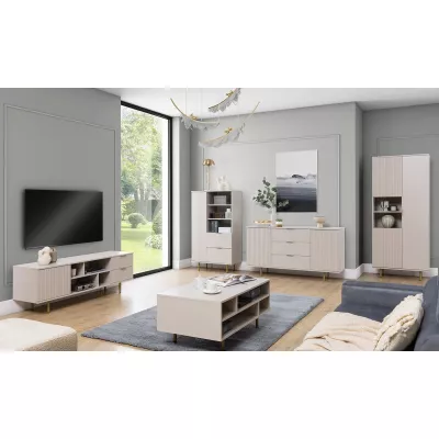 Široká komoda STELLA - kašmír / zlatá