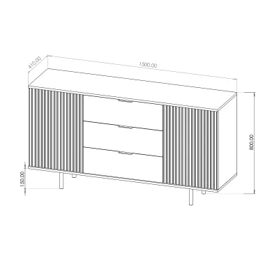 Široká komoda STELLA - kašmír / zlatá