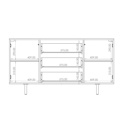 Široká komoda STELLA - kašmír / zlatá