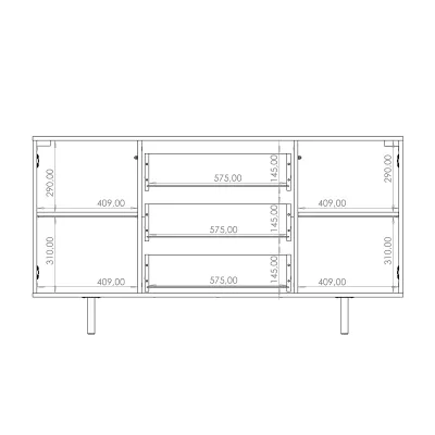 Široká komoda STELLA - kašmír / zlatá