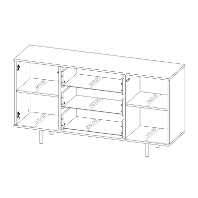 Široká komoda STELLA - černá / zlatá