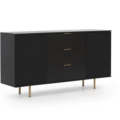 Široká komoda STELLA - černá / zlatá