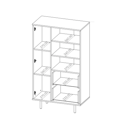 Regál se šuplíky STELLA - černý / zlatý