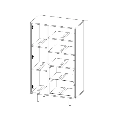 Regál se šuplíky STELLA - černý / zlatý