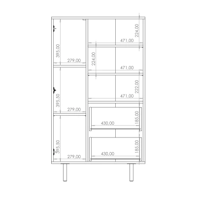 Regál se šuplíky STELLA - černý / zlatý
