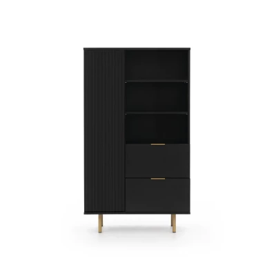 Regál se šuplíky STELLA - černý / zlatý